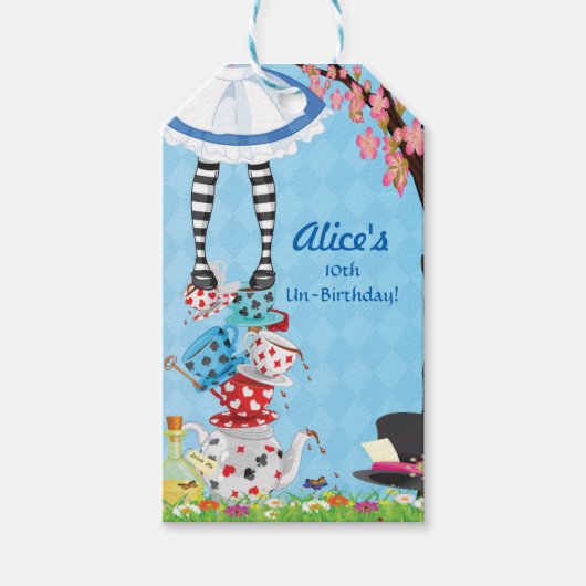 Alice in Wonderland Verjaardagsgunst Tags Cadeaulabel (Voorkant)