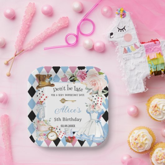 Alice in Wonderland Verjaardagsthee Party Papieren Bordje (Feest)
