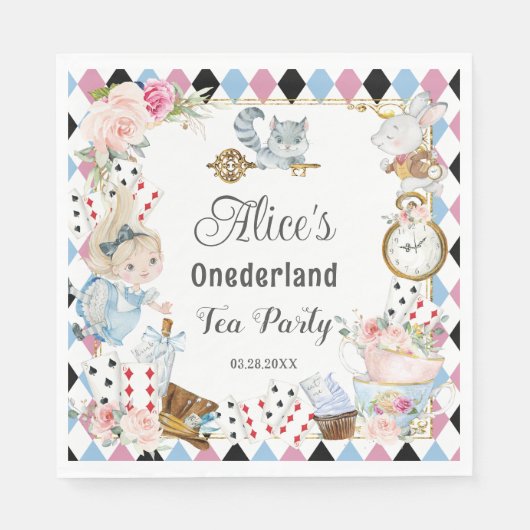 Alice in Wonderland Verjaardagsthee Party Servet (Voorkant)