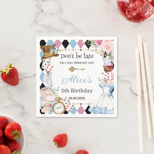 Alice in Wonderland Verjaardagsthee Party Servet (Insitu)