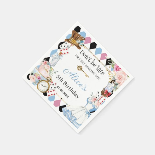 Alice in Wonderland Verjaardagsthee Party Servet (Hoek)