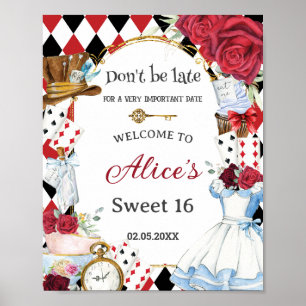 Alice in Wonderland Verjaardagsthee Party Welkom Poster