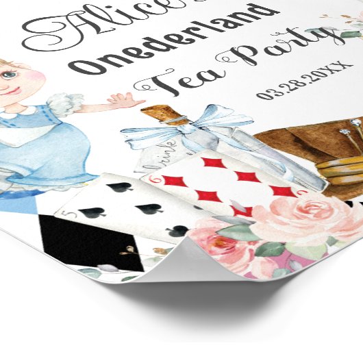 Alice in Wonderland Verjaardagsthee Party Welkom Poster (Hoek)