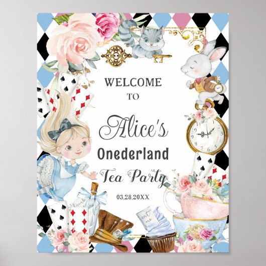 Alice in Wonderland Verjaardagsthee Party Welkom Poster (Voorkant)