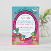Alice in Wonderland verjaardagstheepartijuitnodigi Kaart (Staand voorkant)
