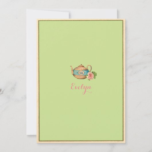 Alice in Wonderland verjaardagsuitnodiging groen Kaart (Achterkant)