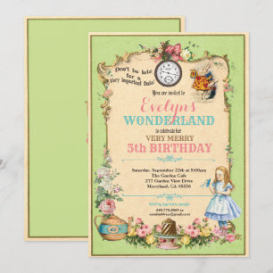 Alice in Wonderland verjaardagsuitnodiging groen Kaart
