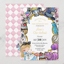 Alice in wonderland verjaardagsuitnodiging kaart