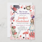 Alice in Wonderland verjaardagsuitnodiging Kaart (Voorkant)