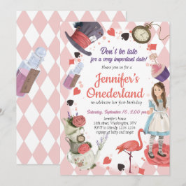 Alice in Wonderland verjaardagsuitnodiging Kaart