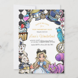 Alice in Wonderland verjaardagsuitnodiging Kaart