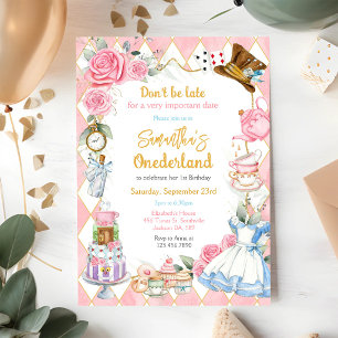 Alice in Wonderland verjaardagsuitnodiging Kaart