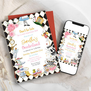 Alice in Wonderland verjaardagsuitnodiging Kaart