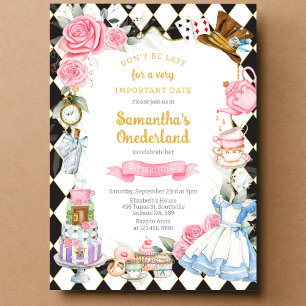 Alice in Wonderland verjaardagsuitnodiging Kaart