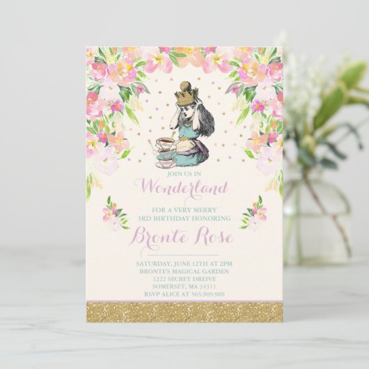  Alice in Wonderland Verjaardagsuitnodiging Kaart (Staand voorkant)