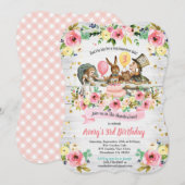 Alice in Wonderland verjaardagsuitnodiging roze Kaart (Voorkant / Achterkant)