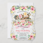 Alice in Wonderland verjaardagsuitnodiging roze Kaart (Voorkant)