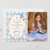 Alice in Wonderland verjaardagsuitnodiging Tea Par Kaart (Voorkant)