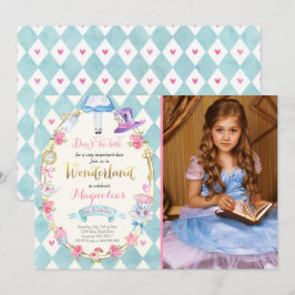Alice in Wonderland verjaardagsuitnodiging Tea Par Kaart