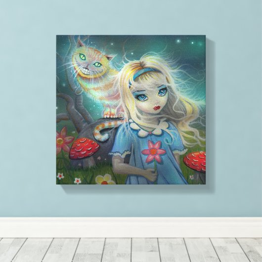 Alice in Wonderland Verpakt Canvas Print (Insitu (Houten vloer))