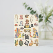 Alice in Wonderland,  Victoriaans Papier Doll Briefkaart (Staand voorkant)