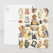 Alice in Wonderland,  Victoriaans Papier Doll Briefkaart (Voorkant / Achterkant)