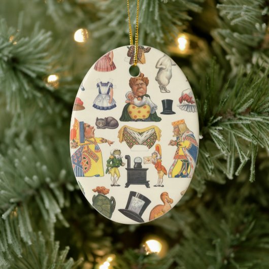 Alice in Wonderland,  Victoriaans Papier Doll Keramisch Ornament (Boom)