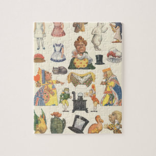 Alice in Wonderland,  Victoriaans Papier Doll Legpuzzel