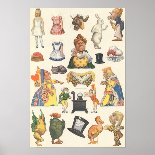Alice in Wonderland, Victoriaans Papier Doll Poster (Voorkant)