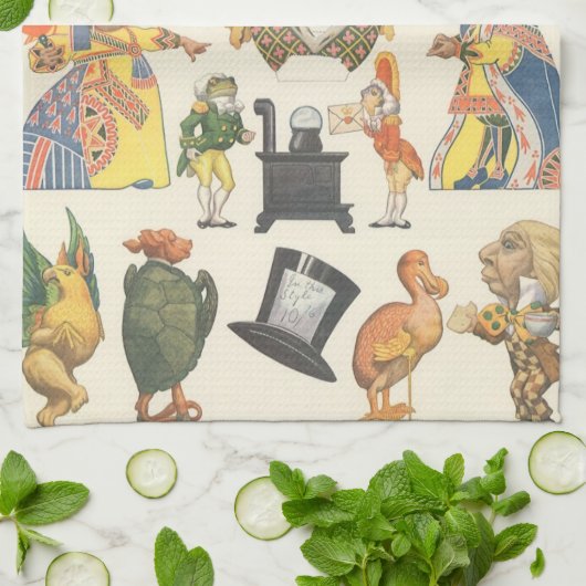 Alice in Wonderland,  Victoriaans Papier Doll Theedoek (Gevouwen)