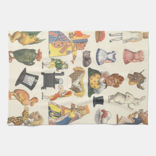 Alice in Wonderland,  Victoriaans Papier Doll Theedoek (Horizontaal)