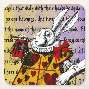 Alice in Wonderland vierkante papieren onderzetter