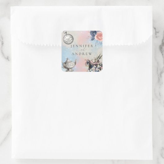  Alice in Wonderland Vierkante Sticker (Tas)