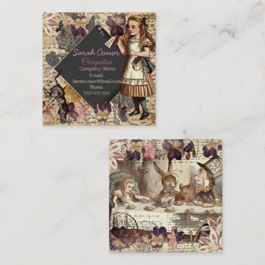 Alice in Wonderland Vierkante Visitekaartje (Voorkant / Achterkant)