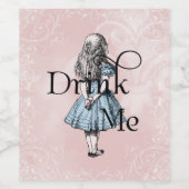 Alice in Wonderland Vine Drink Me Roze Wijnfles Wijn Etiket (Enkel label)