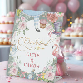 Alice in Wonderland Vintage 1e verjaardag Cadeaus Reclamebord Met Voetstuk