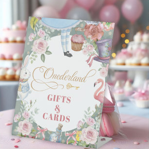Alice in Wonderland Vintage 1e verjaardag Cadeaus Reclamebord Met Voetstuk