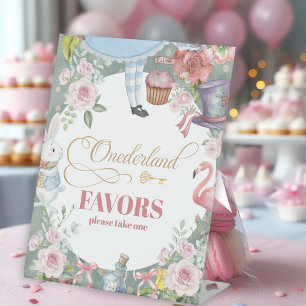 Alice in Wonderland Vintage 1e verjaardag Favoriet Reclamebord Met Voetstuk