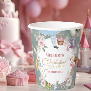 Alice in Wonderland Vintage 1e verjaardag Papieren Bekers