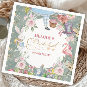 Alice in Wonderland Vintage 1e verjaardag Servet