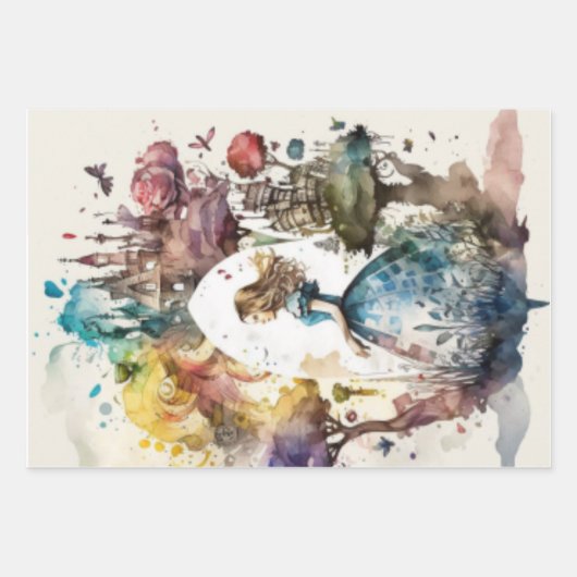 Alice in Wonderland Vintage Inpakpapier Vel (Voorkant 2)