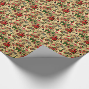 Alice in Wonderland Vintage-kerstbladfolie Cadeaupapier