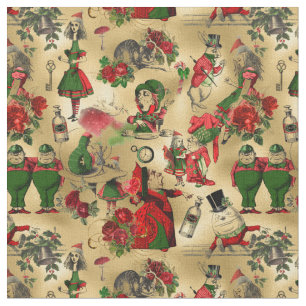 Alice in Wonderland Vintage-kerstbladfolie Stof