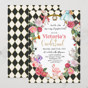 Alice in Wonderland Vintage Verjaardagsuitnodiging Kaart