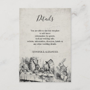 Alice in Wonderland Vintage Wedding Details Informatiekaartje
