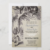 Alice in Wonderland Vintage Wedding Invitation Kaart (Voorkant)