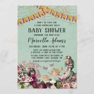 Alice in Wonderland Virtual Baby shower Kaart