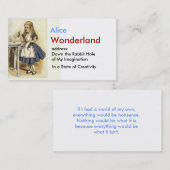 Alice in Wonderland Visitekaartje (Voorkant / Achterkant)