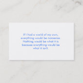 Alice in Wonderland Visitekaartje (Achterkant)