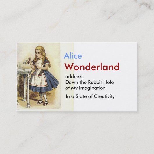 Alice in Wonderland Visitekaartje (Voorkant)